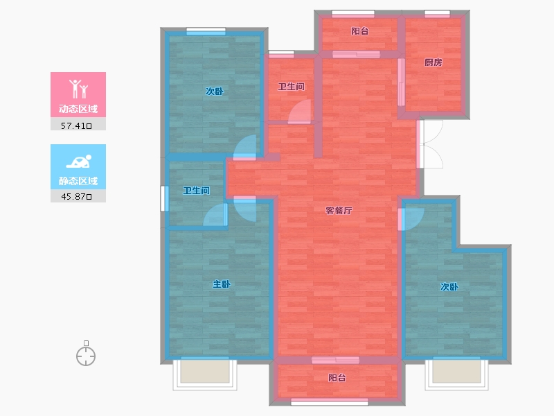 河北省-廊坊市-胜芳未来城-91.46-户型库-动静分区