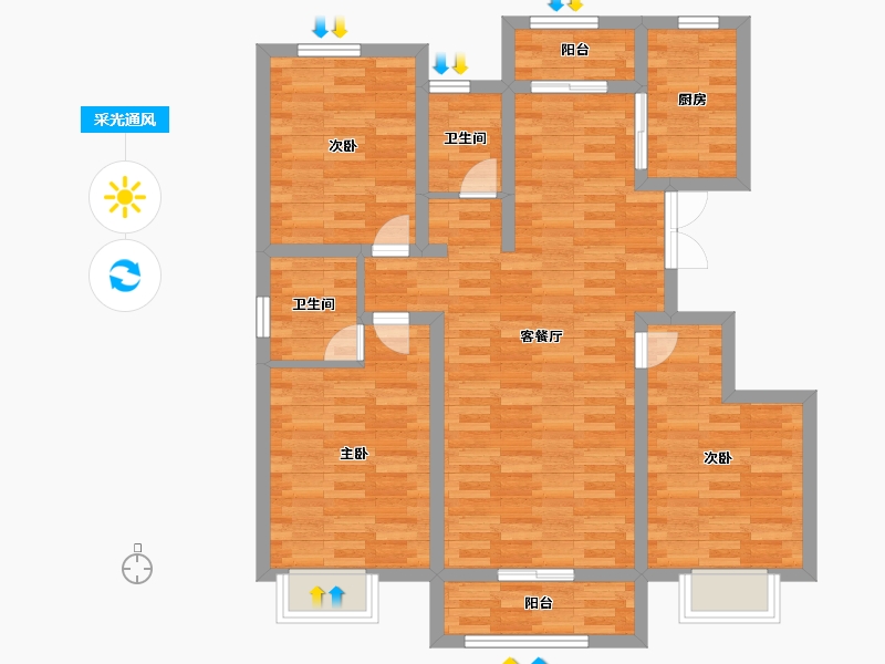 河北省-廊坊市-胜芳未来城-91.46-户型库-采光通风