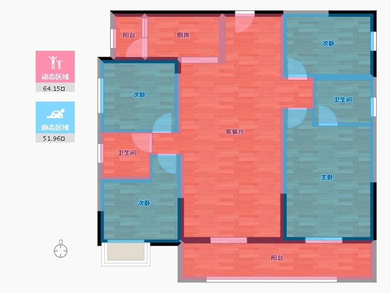 四川省-雅安市-正黄翡翠云庭-103.22-户型库-动静分区