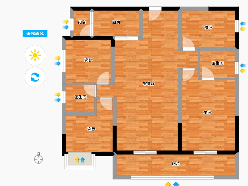 四川省-雅安市-正黄翡翠云庭-103.22-户型库-采光通风