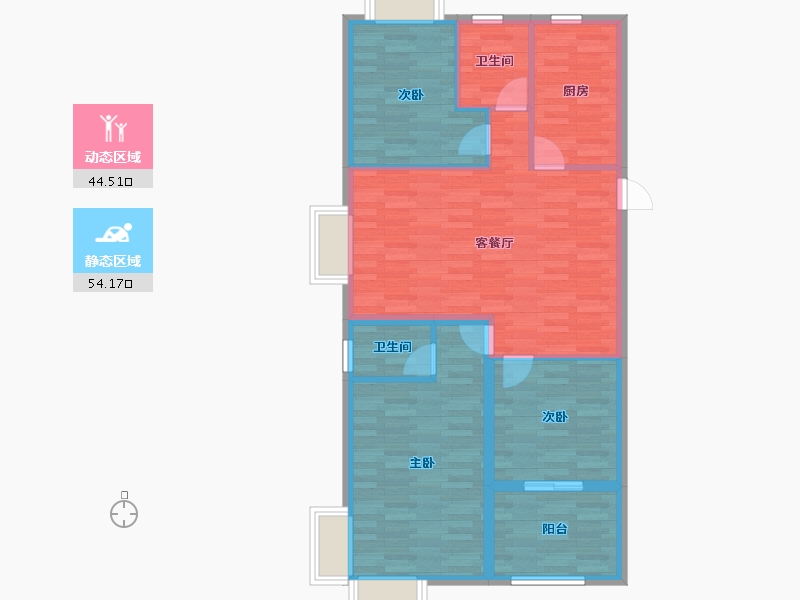 江苏省-盐城市-集云文泽府邸-89.21-户型库-动静分区