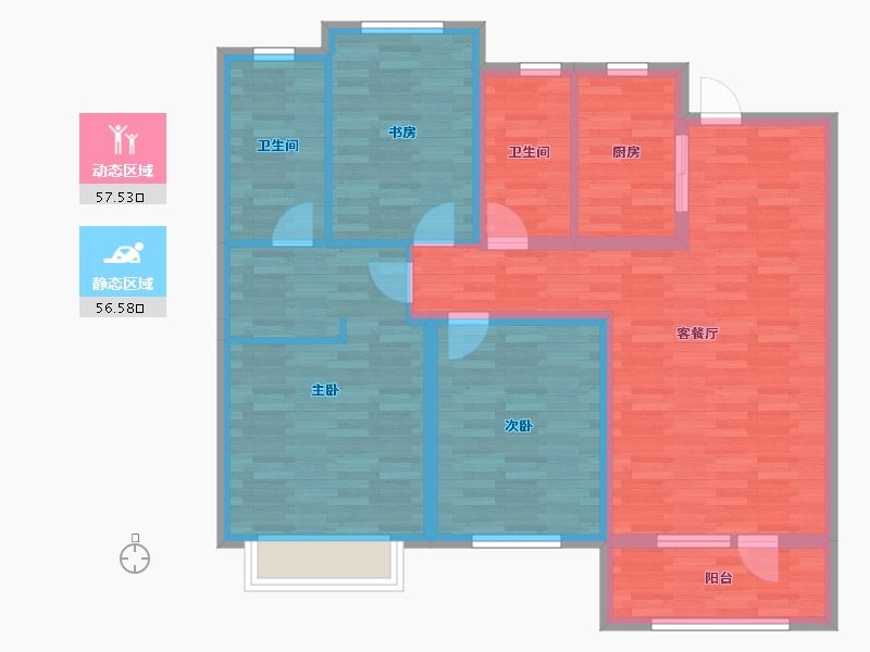 浙江省-金华市-世纪花城-102.05-户型库-动静分区