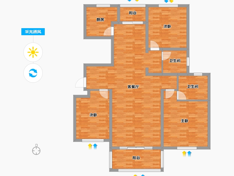 河南省-信阳市-建业壹号城邦-123.99-户型库-采光通风