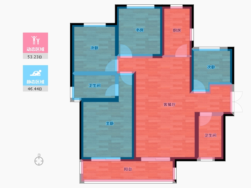 陕西省-西安市-未来城-87.60-户型库-动静分区