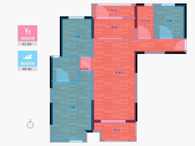 湖南省-长沙市-恒基旭辉湖山赋-101.00-户型库-动静分区