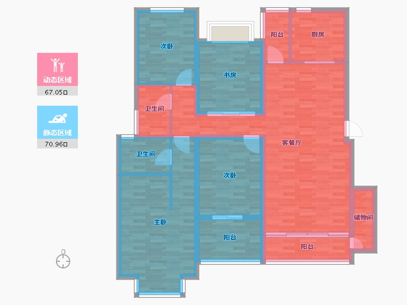 湖南省-长沙市-中航城国际社区-123.52-户型库-动静分区