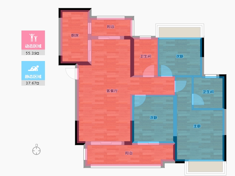 贵州省-安顺市-金科东方天悦-82.84-户型库-动静分区