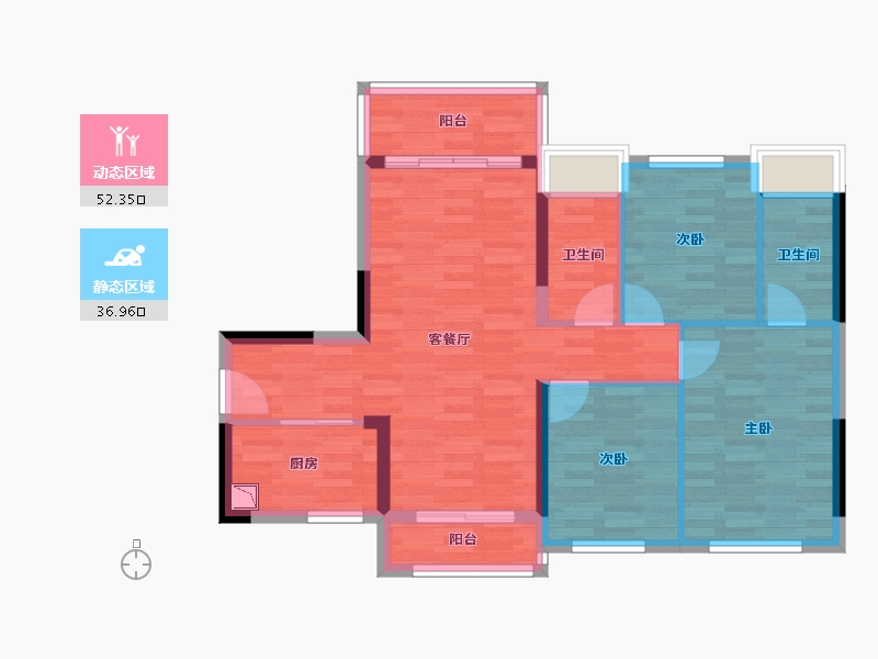 广东省-肇庆市-碧桂园翡翠郡-79.83-户型库-动静分区