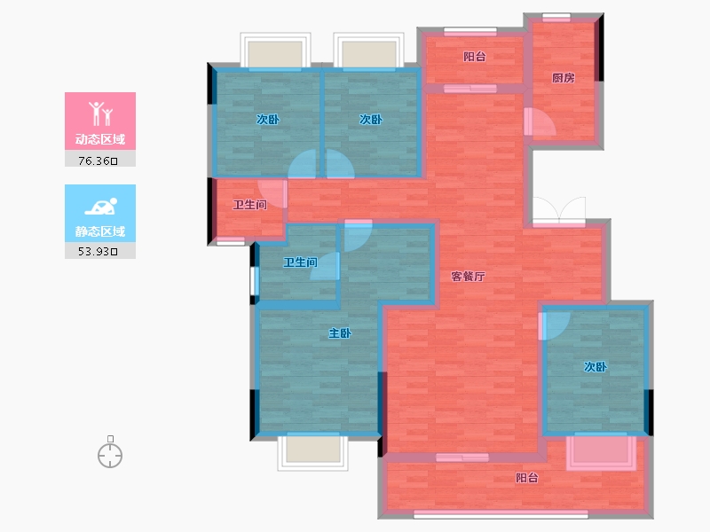 贵州省-安顺市-华腾熙悦府-115.55-户型库-动静分区