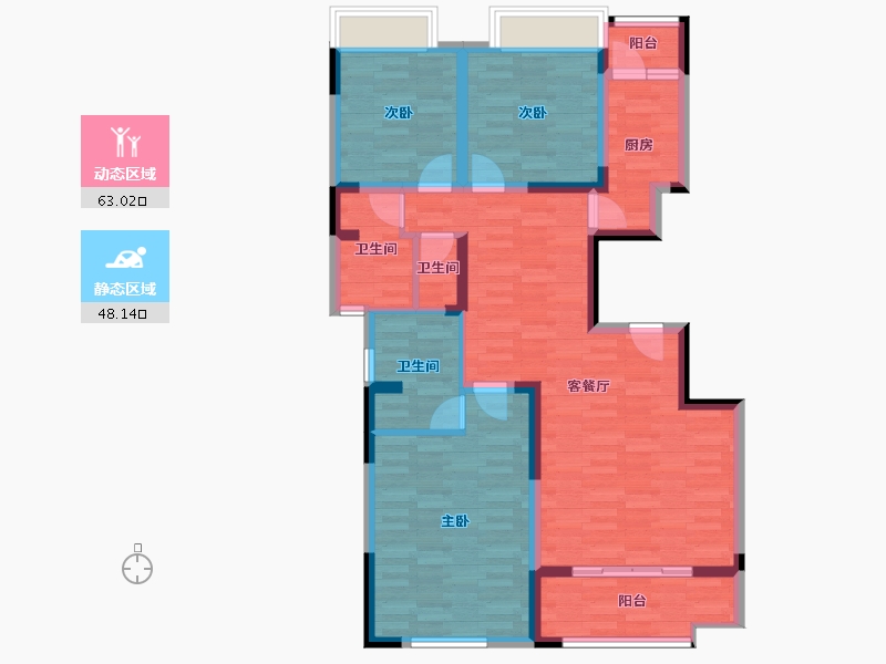 陕西省-西安市-航天翼城-98.61-户型库-动静分区