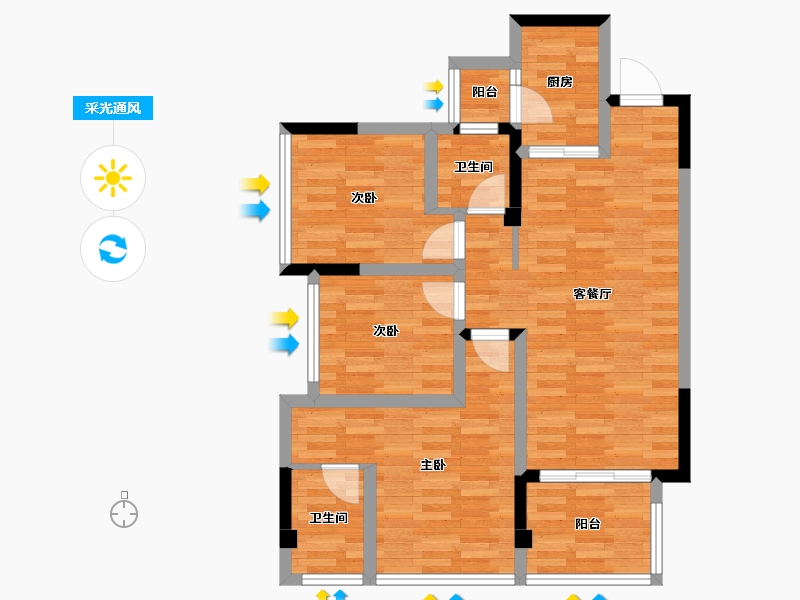 四川省-成都市-空港陆号-75.12-户型库-采光通风