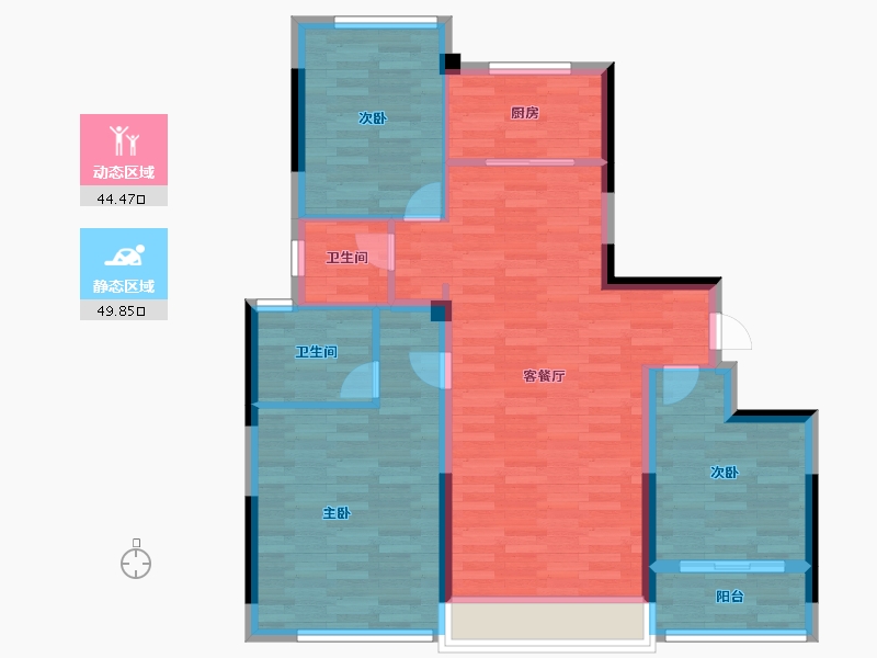 浙江省-金华市-吴溪里-84.00-户型库-动静分区