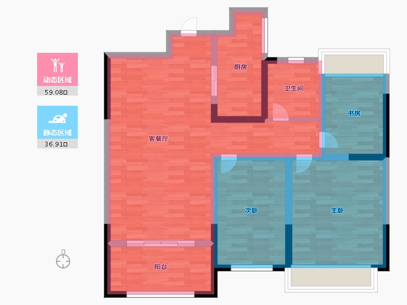 江苏省-镇江市-美的城-85.20-户型库-动静分区