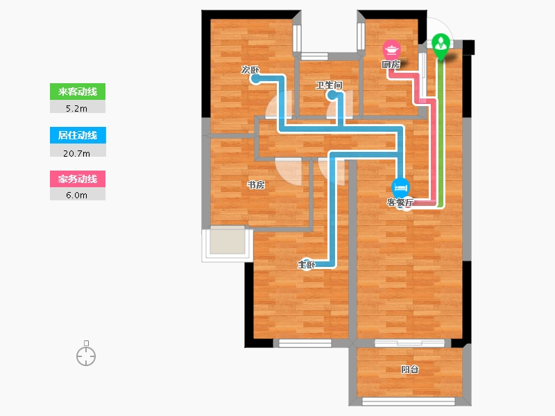 福建省-泉州市-永隆江滨城-64.66-户型库-动静线