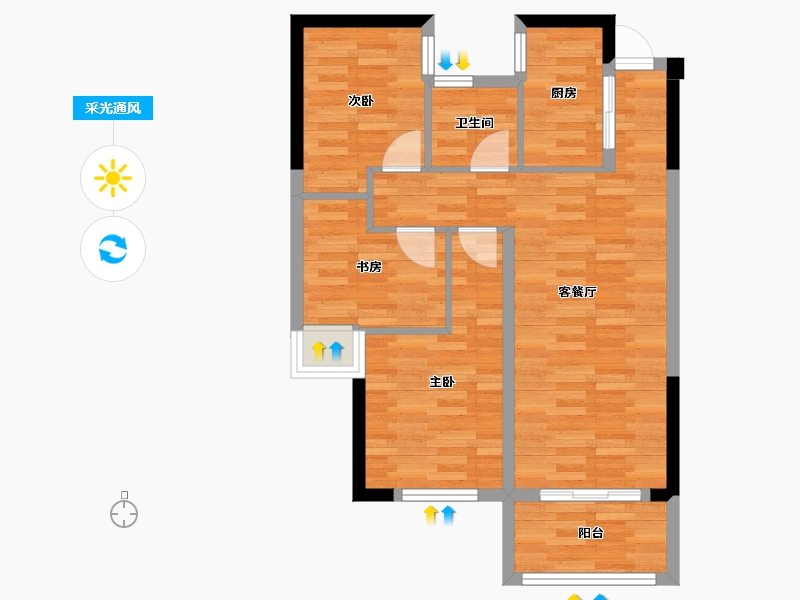 福建省-泉州市-永隆江滨城-64.66-户型库-采光通风