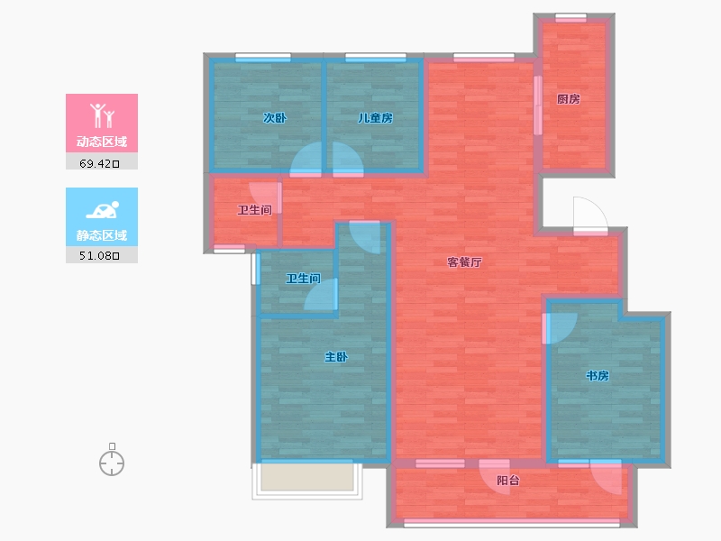 河北省-廊坊市-温泉新都孔雀城-107.00-户型库-动静分区