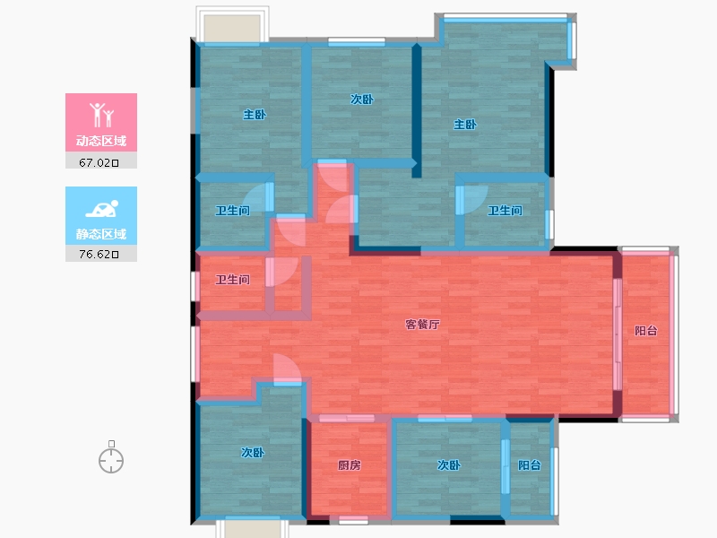 湖南省-长沙市-阳光城尚东湾-124.84-户型库-动静分区