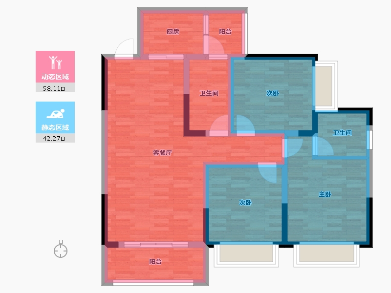 四川省-广元市-凯成尼斯-88.81-户型库-动静分区