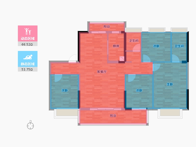 福建省-龙岩市-碧桂园天玺-108.68-户型库-动静分区