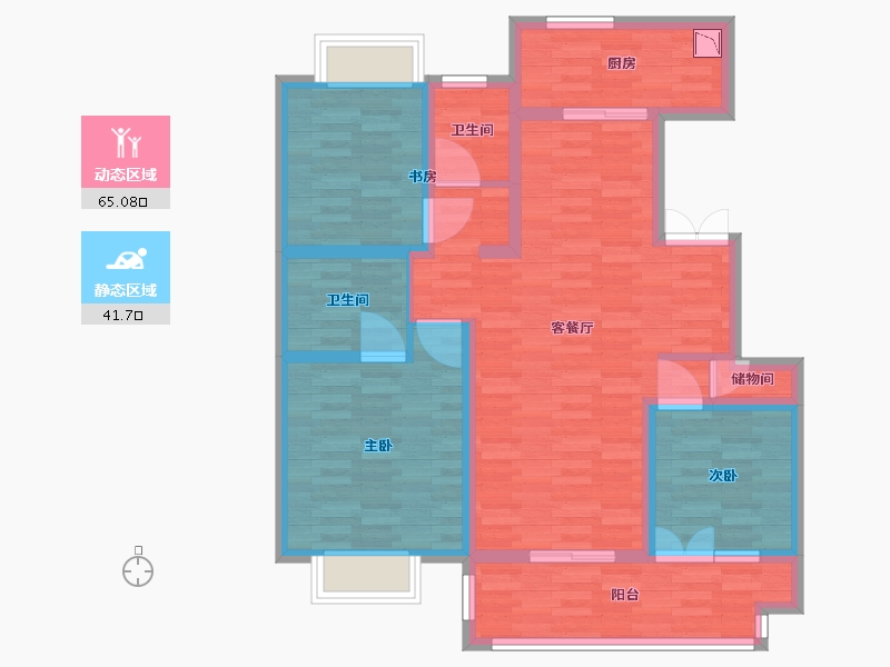 江苏省-无锡市-澄泓苑-94.40-户型库-动静分区