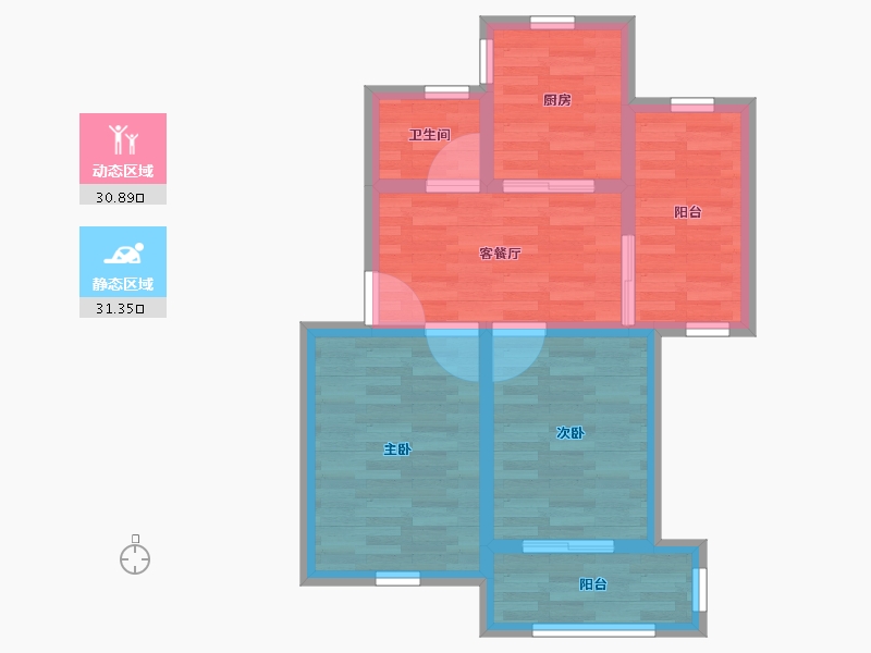 浙江省-宁波市-金山新村-54.39-户型库-动静分区