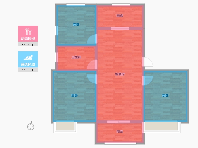 江苏省-徐州市-滨河新天地-88.88-户型库-动静分区