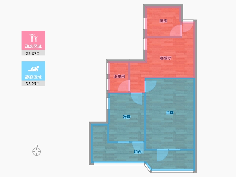 北京-北京市-小黄庄一区9号楼-53.91-户型库-动静分区