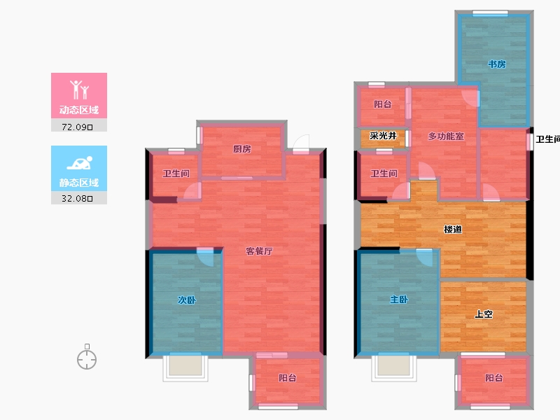 湖南省-长沙市-澳海谷山府-116.30-户型库-动静分区