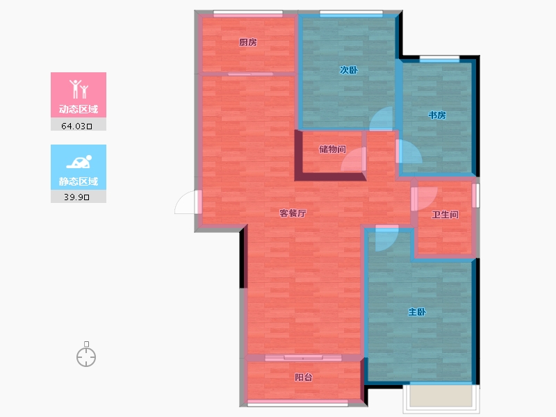 山东省-潍坊市-凌云居-92.68-户型库-动静分区