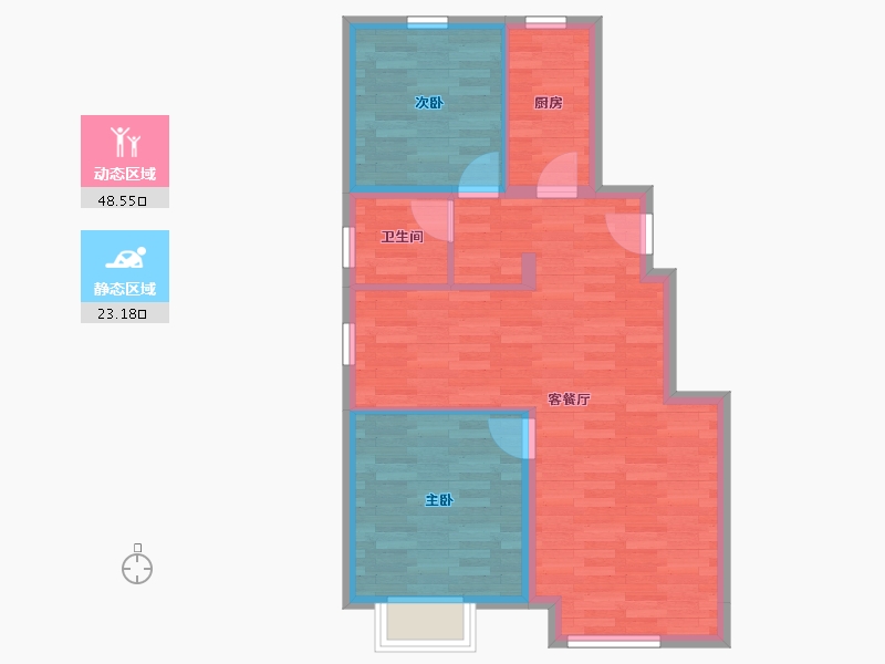 北京-北京市-北京金茂国际社区-64.52-户型库-动静分区