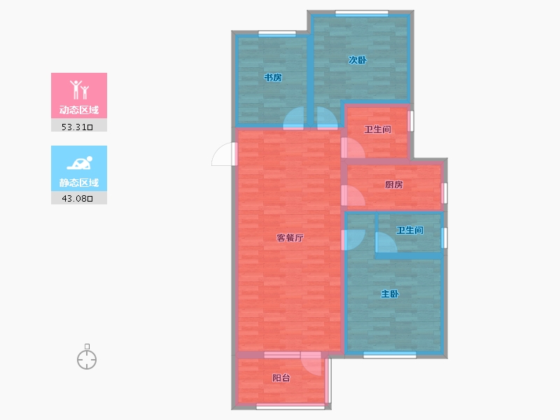 山东省-济南市-绿地城-85.57-户型库-动静分区