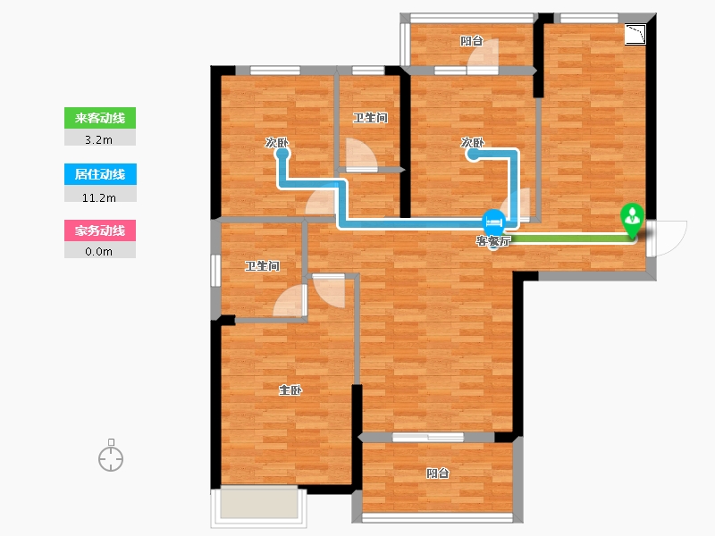 湖北省-咸宁市-高地 嘉境-94.72-户型库-动静线