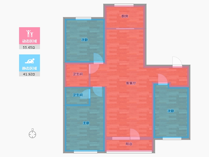 河北省-唐山市-盛丰园-86.65-户型库-动静分区