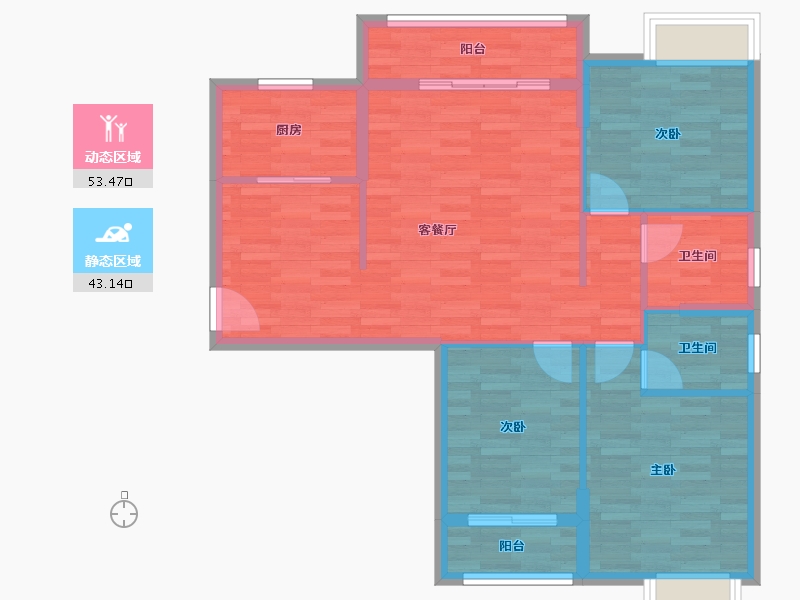 湖北省-荆州市-景汇园-87.18-户型库-动静分区