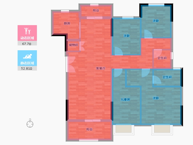 湖南省-长沙市-万科里城市梦想家-108.14-户型库-动静分区