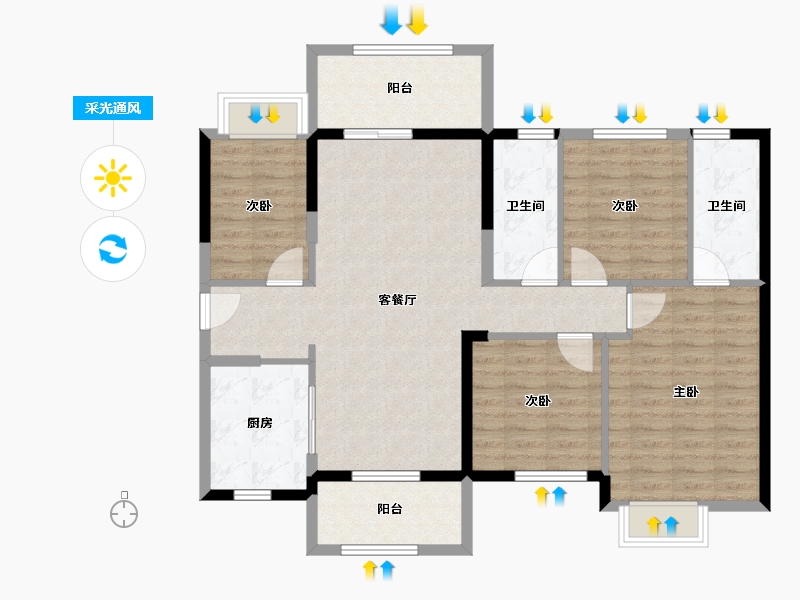 广东省-佛山市-时代天韵-108.00-户型库-采光通风