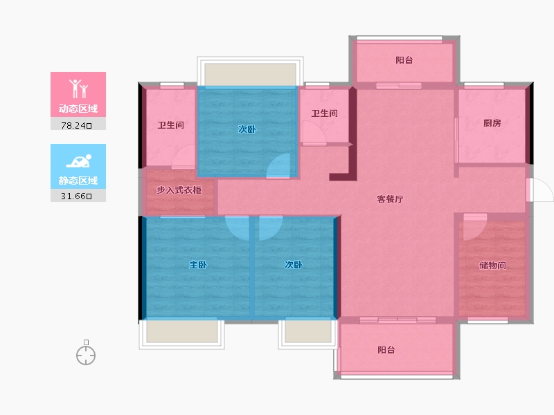 广东省-梅州市-保利公园壹号-98.86-户型库-动静分区