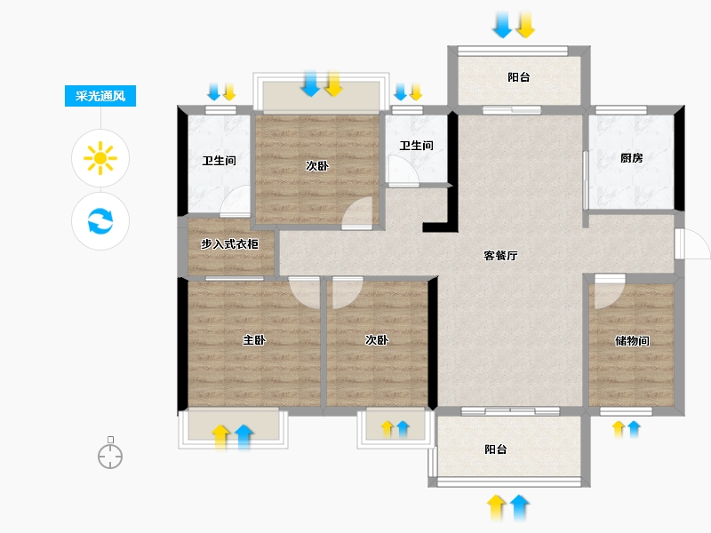 广东省-梅州市-保利公园壹号-98.86-户型库-采光通风