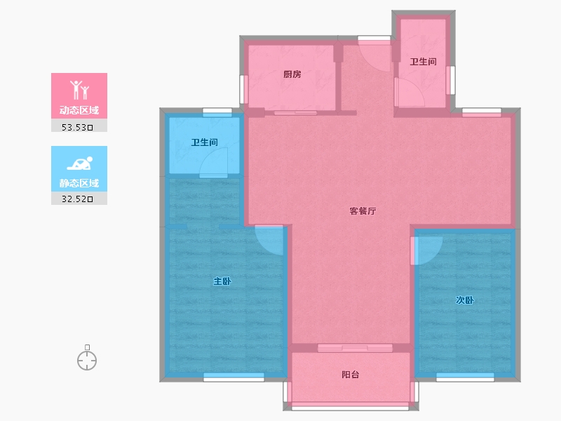 浙江省-杭州市-路劲远洋江南院子-76.66-户型库-动静分区