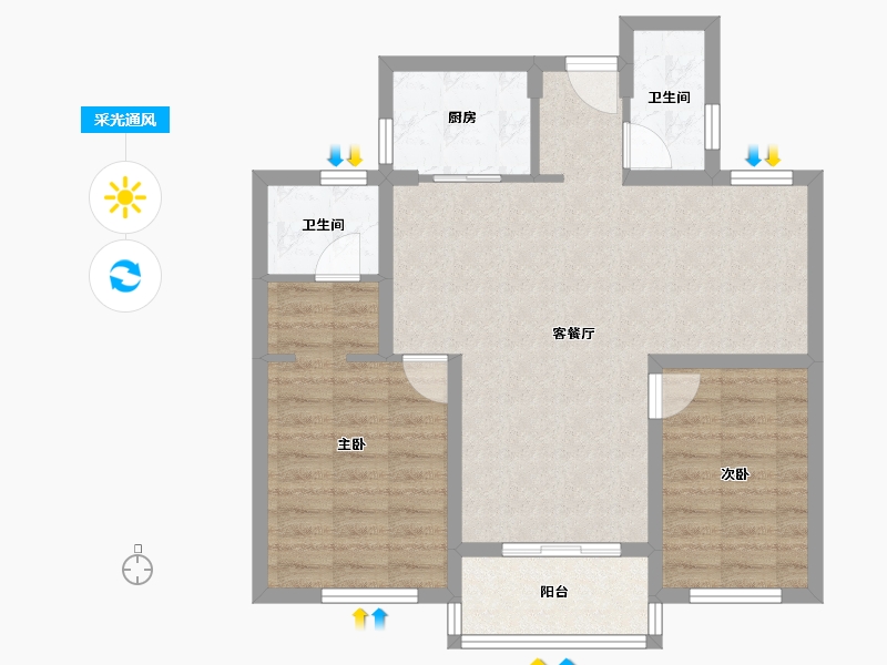 浙江省-杭州市-路劲远洋江南院子-76.66-户型库-采光通风