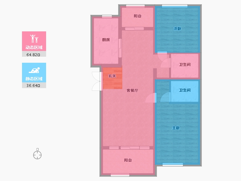 黑龙江省-哈尔滨市-玫瑰湾・智园-90.88-户型库-动静分区