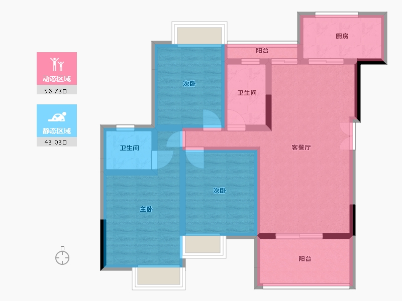 重庆-重庆市-城投▪紫金庄园-87.59-户型库-动静分区