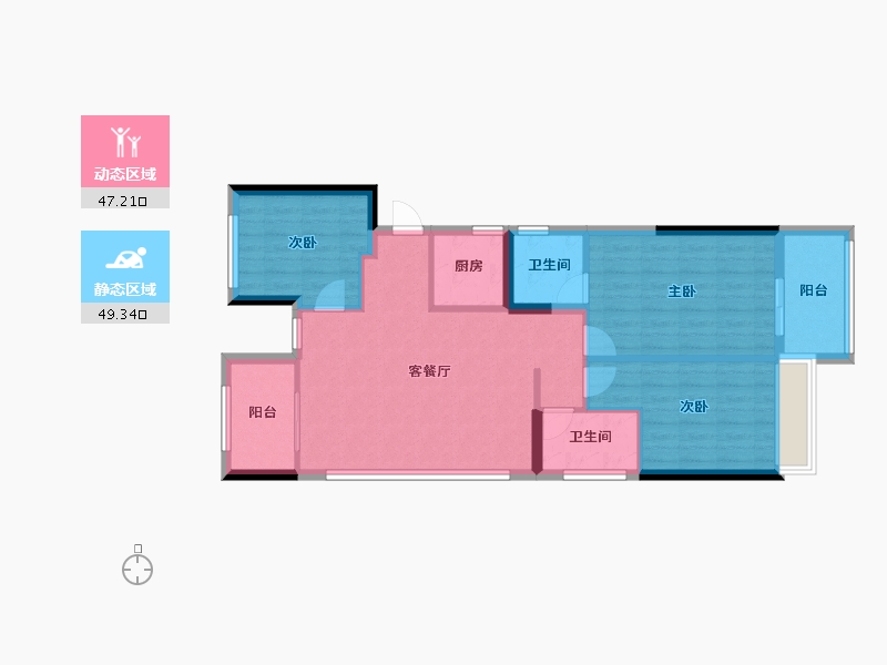 浙江省-台州市-城市之光-86.77-户型库-动静分区