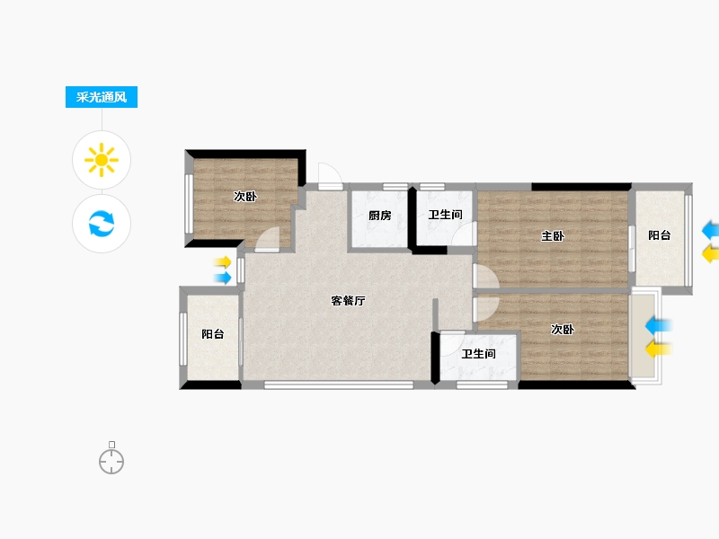 浙江省-台州市-城市之光-86.77-户型库-采光通风