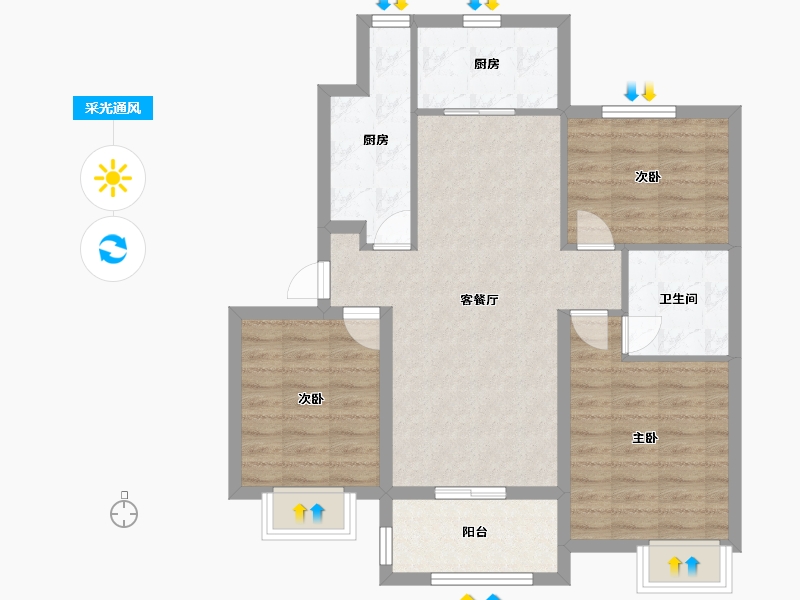 江苏省-南京市-中海原山-80.00-户型库-采光通风