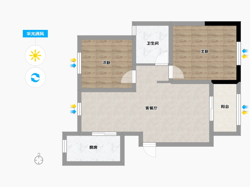 山东省-潍坊市-北三里-63.08-户型库-采光通风