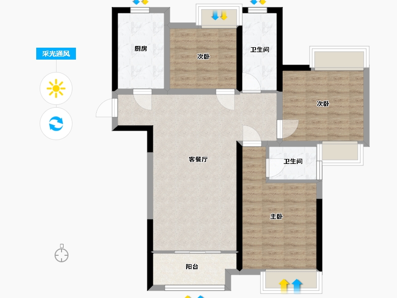 江苏省-徐州市-玉潭花溪-88.00-户型库-采光通风