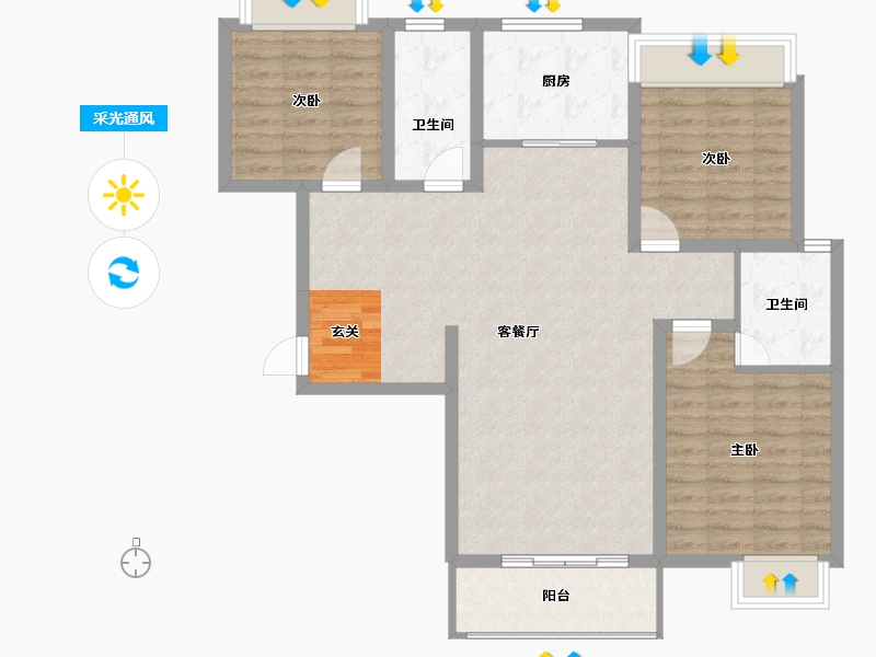 陕西省-宝鸡市-千渭尚品-100.17-户型库-采光通风