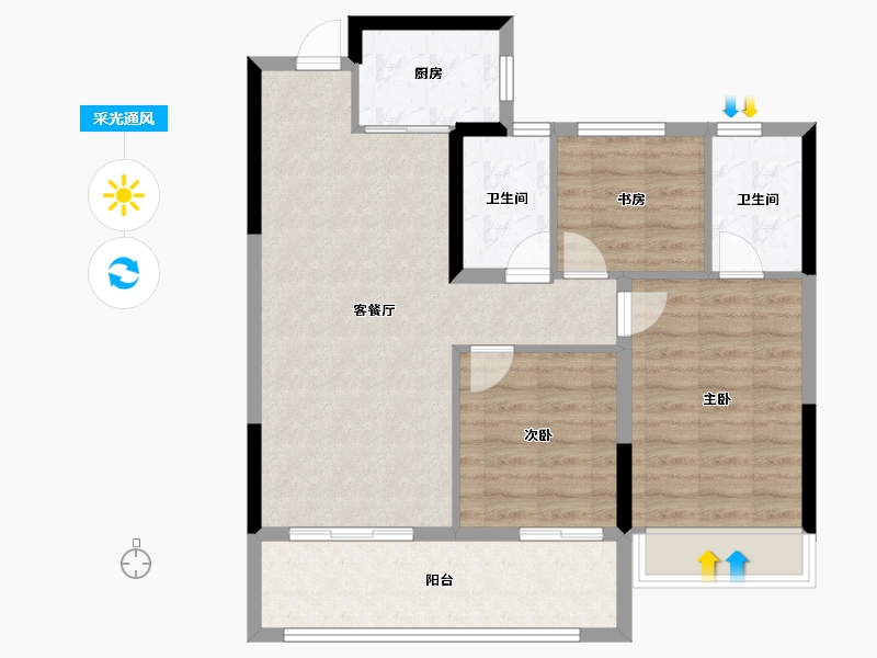 海南省-海口市-北辰府-81.44-户型库-采光通风