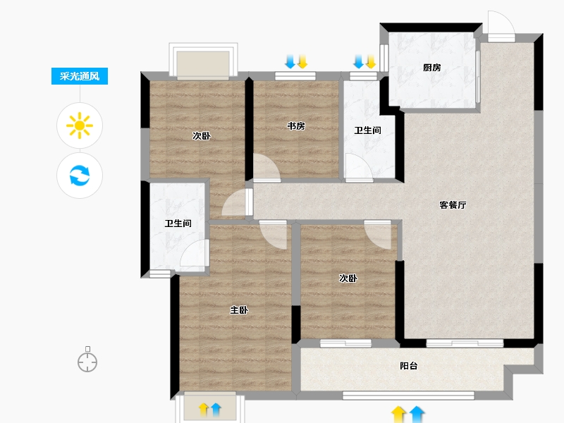 湖北省-十堰市-兰溪谷-95.40-户型库-采光通风